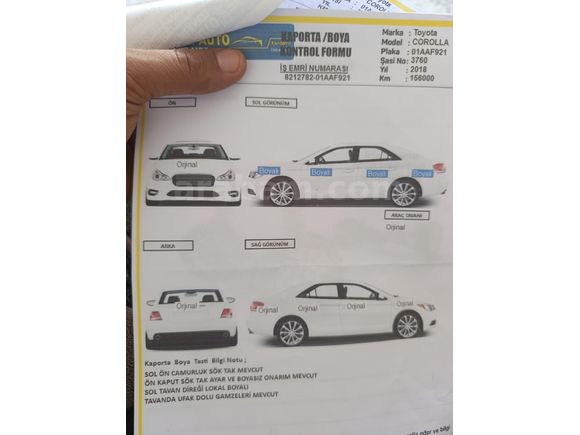 Sahibinden Toyota Corolla 1.33 Life 2018 Model  167.000 km Beyaz