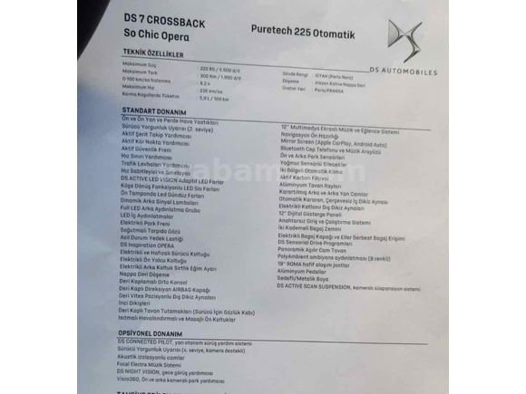 Sahibinden DS Automobiles DS7 Crossback 1.6 THP PureTech So Chic