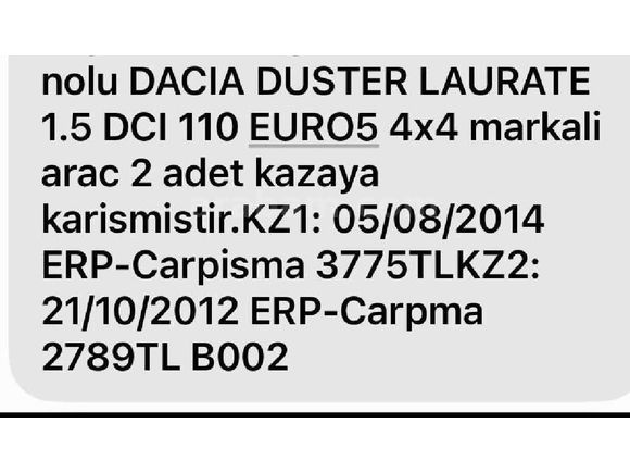 Sahibinden Dacia Duster 1.5 dCi Laureate 2012 Model 