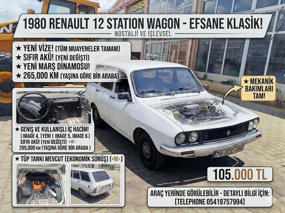 Sahibinden Renault R 12 TS 1980 Model