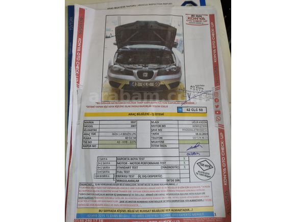 Sahibinden Seat Ibiza 1.4 Elegance 2007 Model  güneş yanığı yoktur motoru duman atma yağ yakma yoktur motor çok iyi