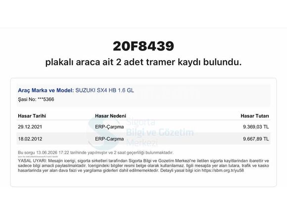 Galeriden Suzuki SX4 GL 2008 Model Isparta