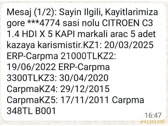ALAN OTOMOTİV DEN 2004 MODEL CİTROEN C3 1.4 HDI DİZEL