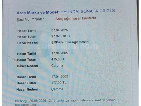 Sahibinden Hyundai Sonata 2.0 GLS 2004 Model