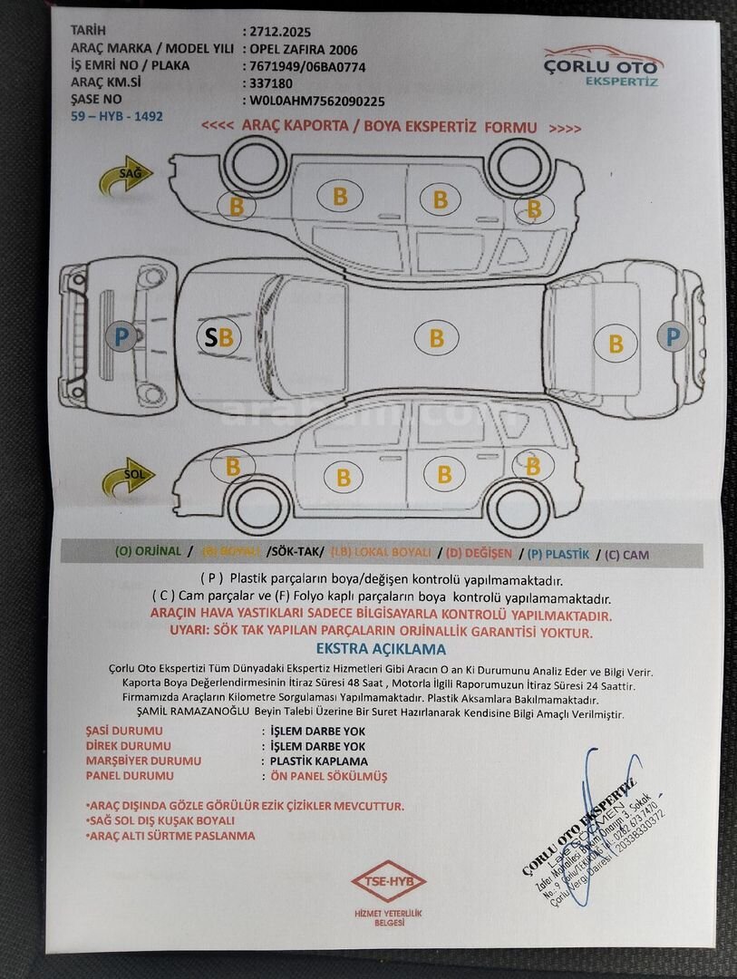 Sahibinden Opel Zafira 1.6 Enjoy 2006 Model Tekirdağ 344.000 km Mavi 6