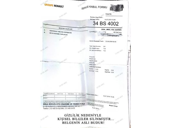 Sahibinden Renault Scenic 1.6 Dynamique 2004 Model  Otomatik