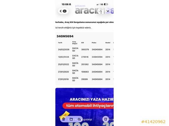 TUNA'DAN/2015 ÇIKIŞLI/DACİA LOGAN MCV 1.5DCİ/OTOMOBİL RUHSATLI