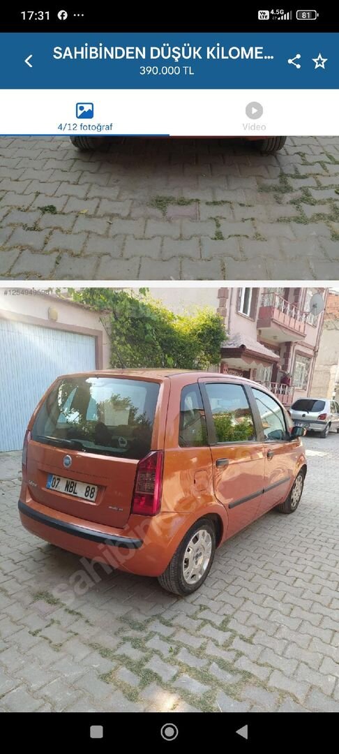 Sahibinden Fiat Idea 1.3 Multijet Dynamic 2006 Model Afyonkarahisar 183.000 km Turuncu 3