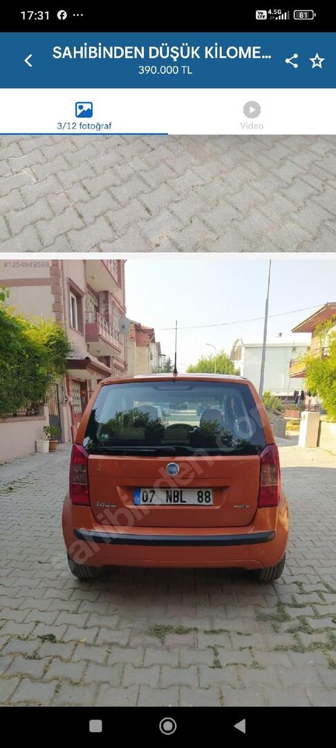 Sahibinden Fiat Idea 1.3 Multijet Dynamic 2006 Model Afyonkarahisar 183.000 km Turuncu 4