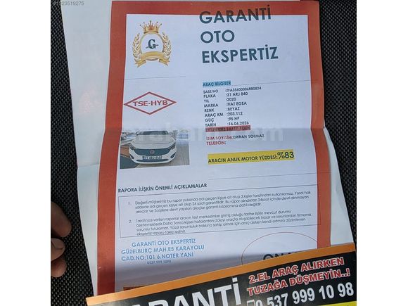 ANTAKYA ES AUTO DAN 2020 FİAT EGEA 1.4 BENZİN EASY PLUS