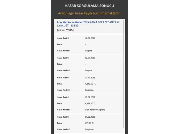 Hatasız Boyasız 1.6Multijet Egea Sahibinden
