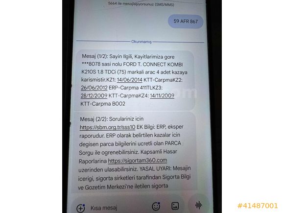 2009 FORD TRANSİNT CONNECT 1.8 TDCİ ÇİFT SÜRGÜLÜ KLM ABS