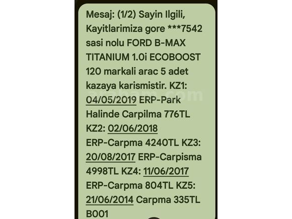 Sahibinden Ford B-Max 1.0 GTDi Titanium 2012 Model