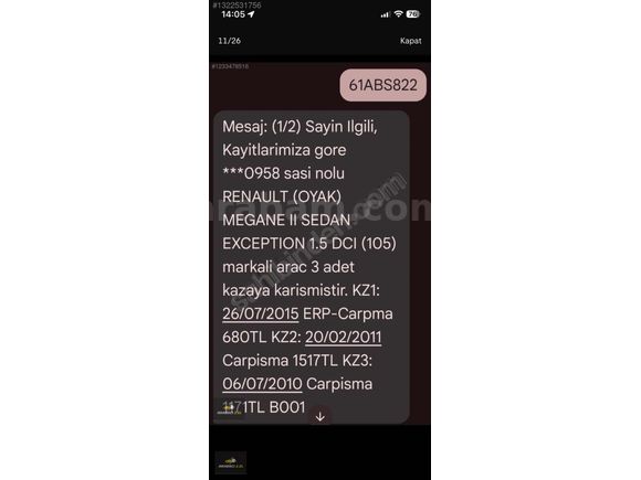 ARABACI 2.ELDEN EMSALSİZ MEGANE105HP 6 İLERİ VİTES
