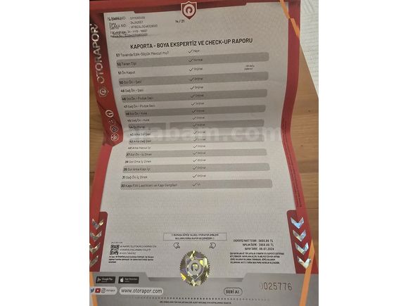 Değişensiz, Expertiz ve Servis Bakım Kayıtları Görsellerde Ekli