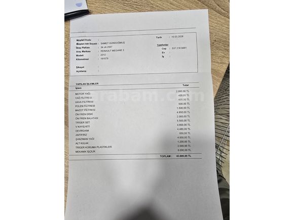 Değişensiz, Expertiz ve Servis Bakım Kayıtları Görsellerde Ekli
