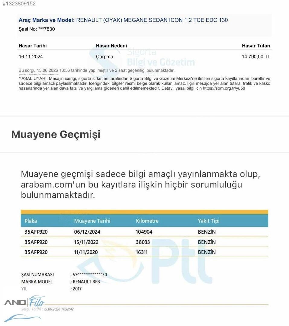 Galeriden Renault Megane 1.2 TCe Icon 2017 Model Uşak 125.200 km Kahverengi 1