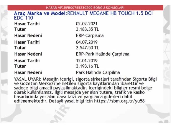 Sahibinden Renault Megane 1.5 dCi Touch 2016 Model 