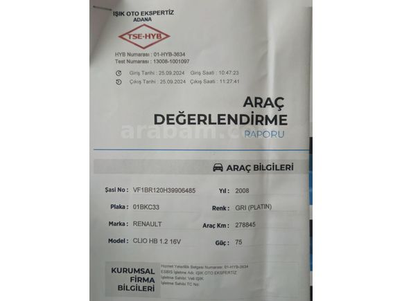 Sahibinden Renault Clio 1.2 Authentique 2008 Model