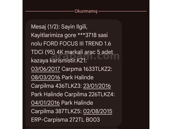 Sahibinden Ford Focus 1.6 TDCi Trend X 2014 Model Kahramanmaraş