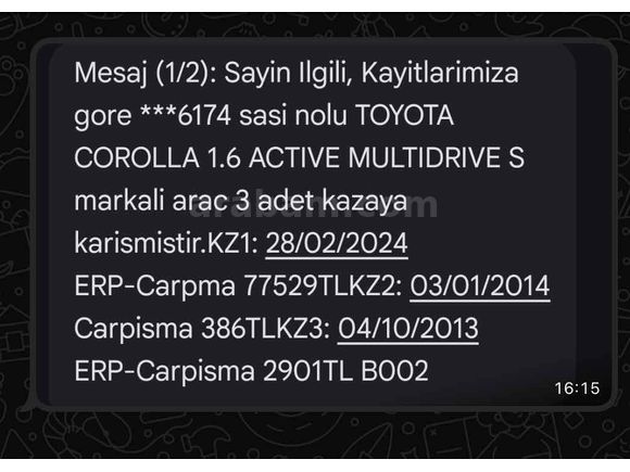 2013 Corolla 1.6 Active 136.000 km