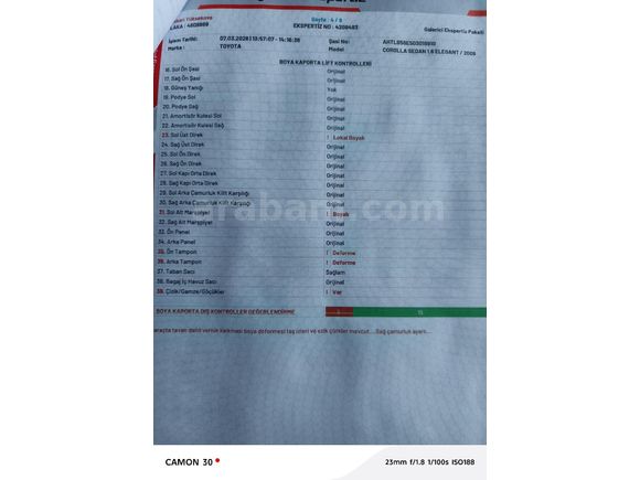 Sahibinden Tek Değişenli Corolla
