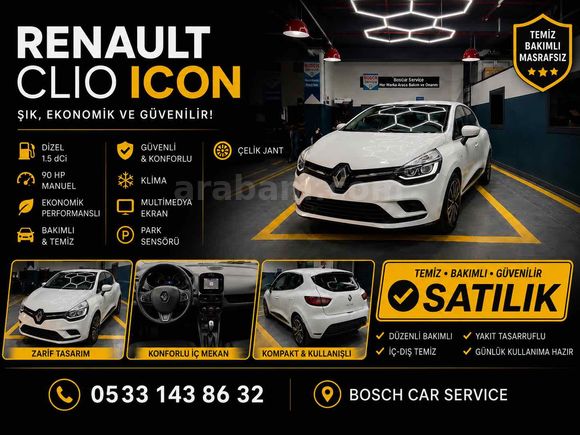 Sahibinden Renault Clio 1.2 Turbo Icon 2016 Model İstanbul 143.000 km Beyaz