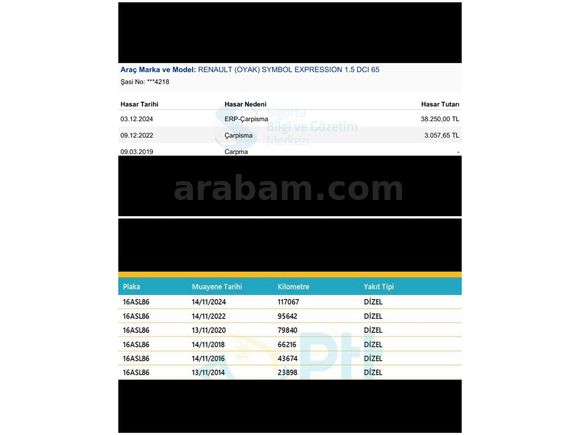 2012 Symbol 1.5 dCi Değişensiz Yanda 4 Boyalı 133KM Kuruş Masrafsız
