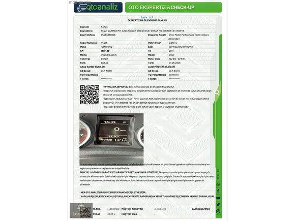 "LEX AUTO" 2011 VW GOLF HIGHLINE YETKİLİ SERVİS BAKMLI 162BİN KM