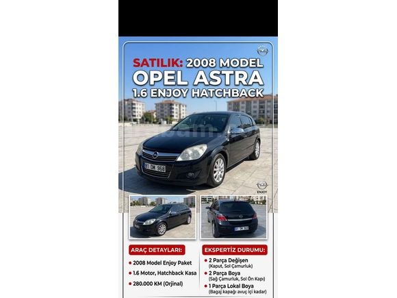 Sahibinden Opel Astra 1.6 Enjoy 2008 Model  281.000 km Siyah