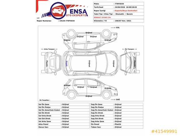 TESLA EKRAN OTOMATİK CLİO 1 PARCA BOYA