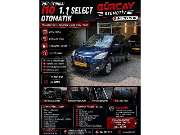 2010 / HYUNDAİ İ10 / TAM OTOMATİK VİTES-EMİNEVİM VE KARTA TAKSİT