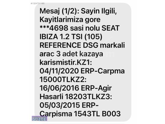 2013 Model Seat İbiza 1.2 Tsi otomatik bakımlı