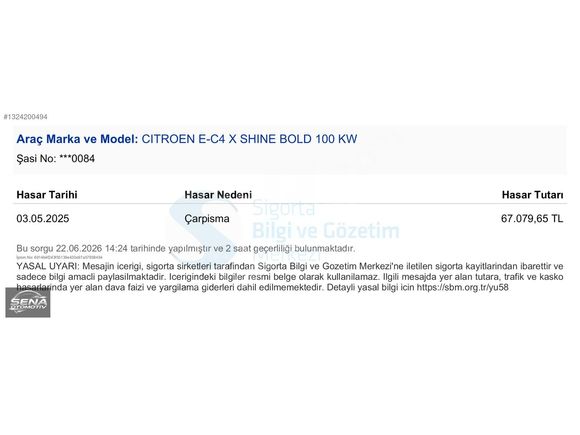 SENA-CİTROEN e-C4 X SHİNE BOLD-KOLTUK ISITMA-HEADUP-KIŞ PAKET