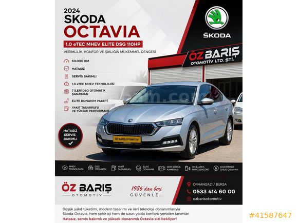ÖZ BARIŞ | 2024 SKODA OCTAVİA 1.0 e-TEC ELİTE DSG | HATASIZ