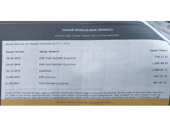 Sahibinden Honda City 1.4 LS 2009 Model