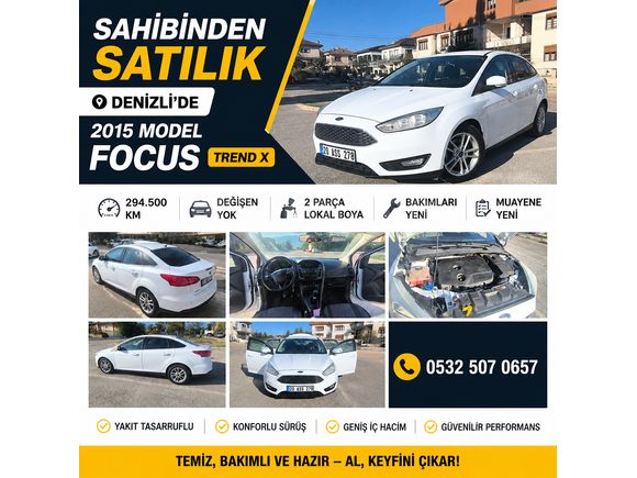 DEĞİŞENSİZ Sahibinden Ford Focus 1.6 TDCi Trend X 2015 Model 