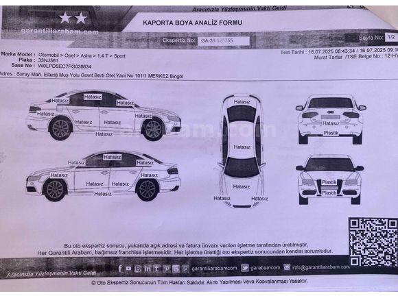 Sahibinden Opel Astra 1.4 T Sport 2015 Model Bingöl 147.000 km