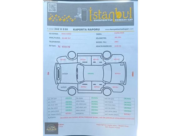 Aras Garaj 2001 1.8 T Multitronic Audi A6 Otomatik Sunroof
