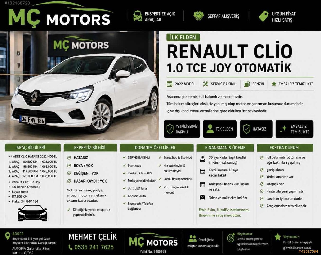 Galeriden Renault Clio 1.0 TCe Joy 2022 Model İstanbul 117.800 km Beyaz 4