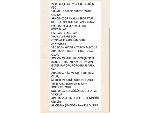 Sahibinden BMW 3 Serisi 320i ED M SPORT 2014 Model 