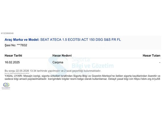 2023 SEAT ATECA 1.5 EcoTSI FR DSG CAM TAVANLI CCL A.Ş'DEN