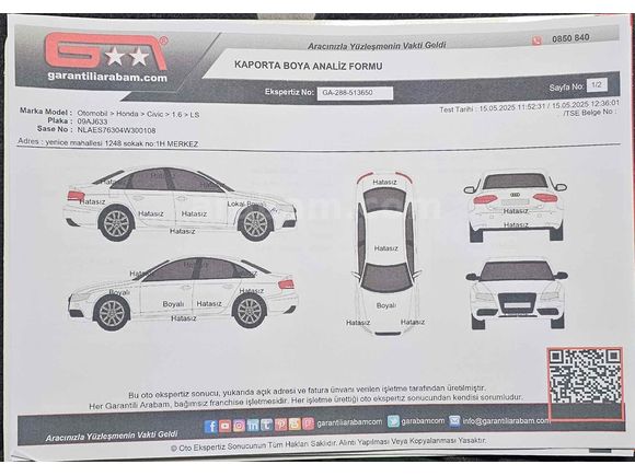 Sahibinden Honda Civic 1.6 LS 2004 Model 