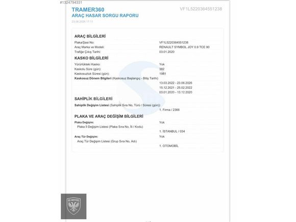 2019 - RENAULT SYMBOL 0.9 TCE - DEĞİŞENSİZ - İLK EL