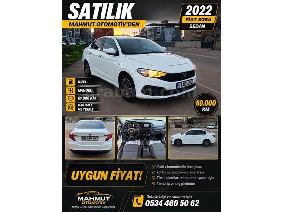 Galeriden Fiat Egea 1.3 Multijet Easy Plus 2022 Model Hatay