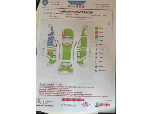 AUTO CMR'DEN 2025 SANDERO OTOMATİK HASAR KAYITSIZ!!! K.K. TKST