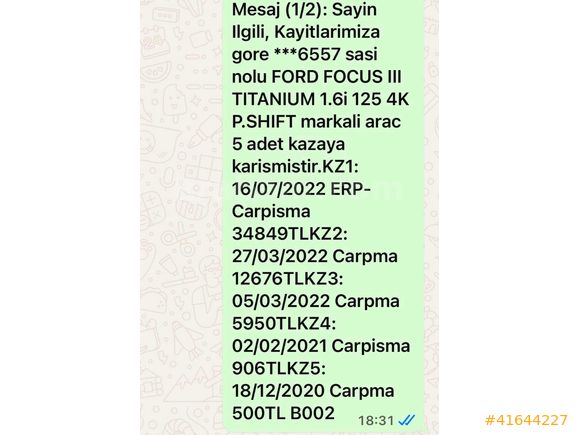 2012 FORD FOCUS 1.6 TİTANİUM OTOMATİK