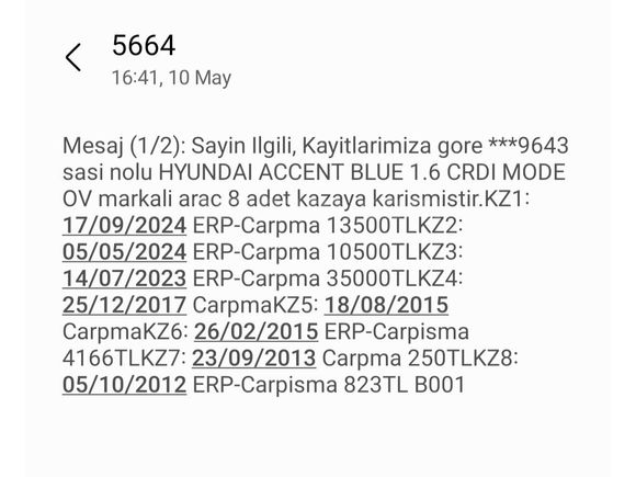 Sahibinden Hyundai Accent Blue 1.6 CRDI Mode 2012 Model
