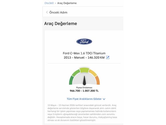 Sahibinden Ford C-Max 1.6 TDCi Titanium X 2013 Model Zonguldak