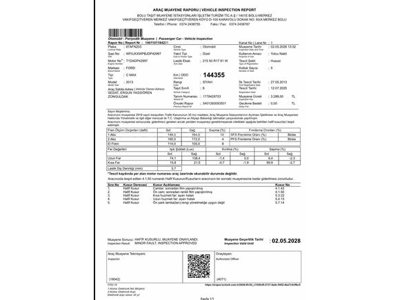 Sahibinden Ford C-Max 1.6 TDCi Titanium X 2013 Model Zonguldak